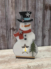 Load image into Gallery viewer, Snowman with tree votive holder