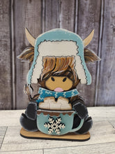 Load image into Gallery viewer, Highland cow with a mug of cocoa DIY kit
