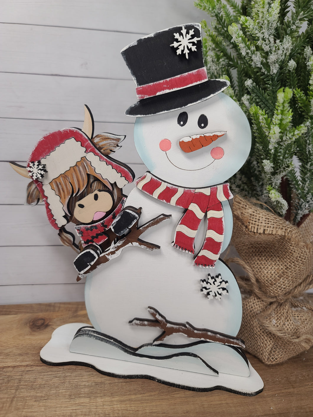 Highland cow snowman peeker DIY kit