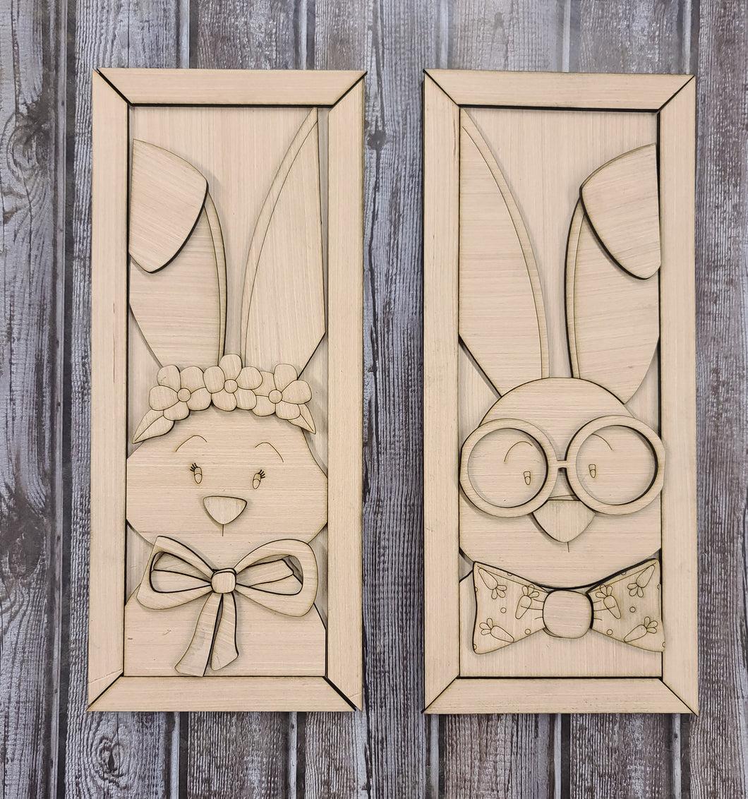 DIY framed bunny pair