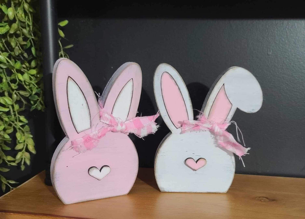 DIY KIT NO SUPPLIES Rustic 2 piece bunny faces