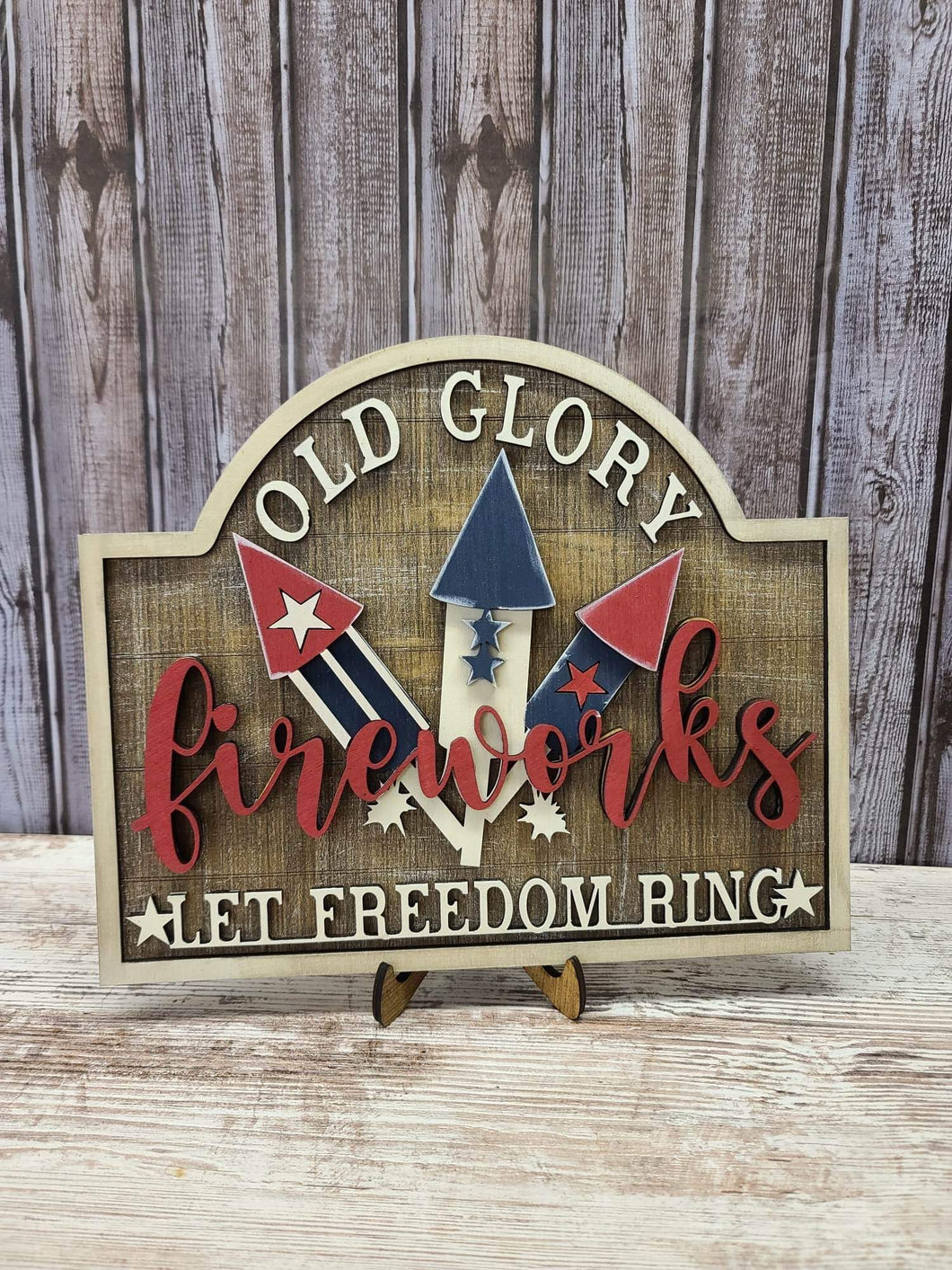 Old glory fireworks shelf sitter. DIY kit with supplies