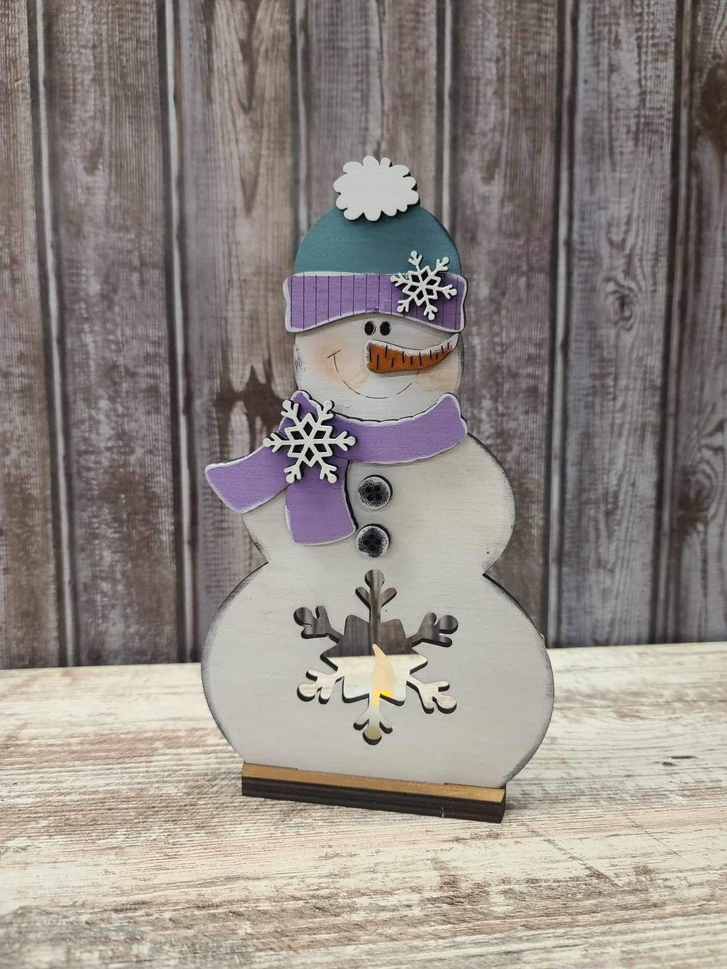 DIY kit with supplies Snowlady snowman votive holder