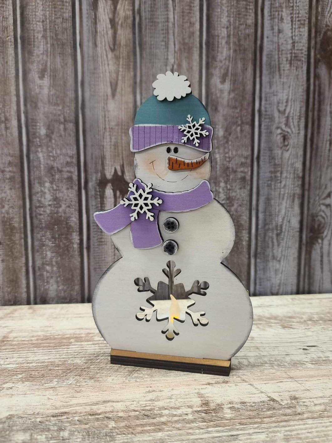 Snowlady snowman votive holder