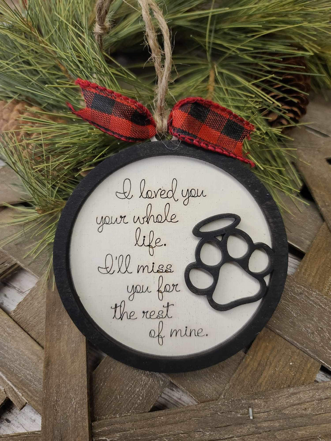 Dog paw memorial ornament