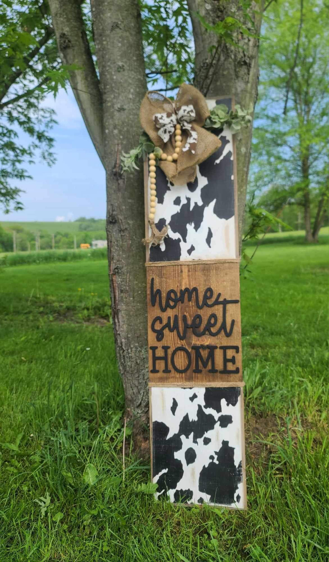 Home sweet home cow print leaner