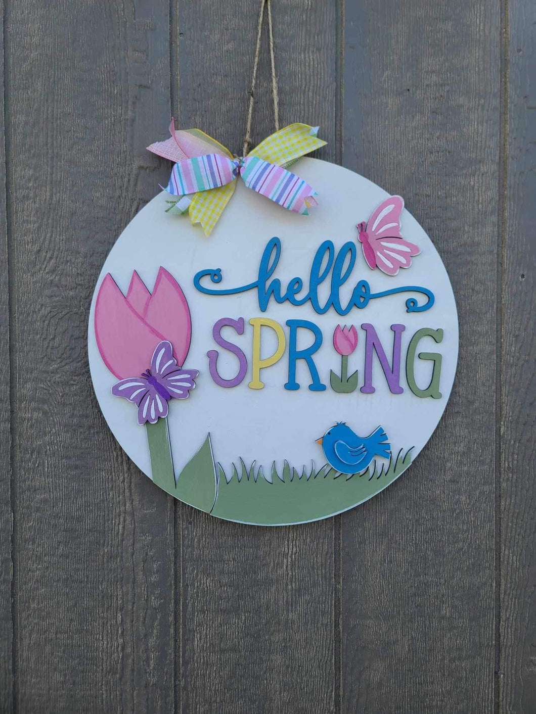 DIY kit with supplies hello spring door hanger