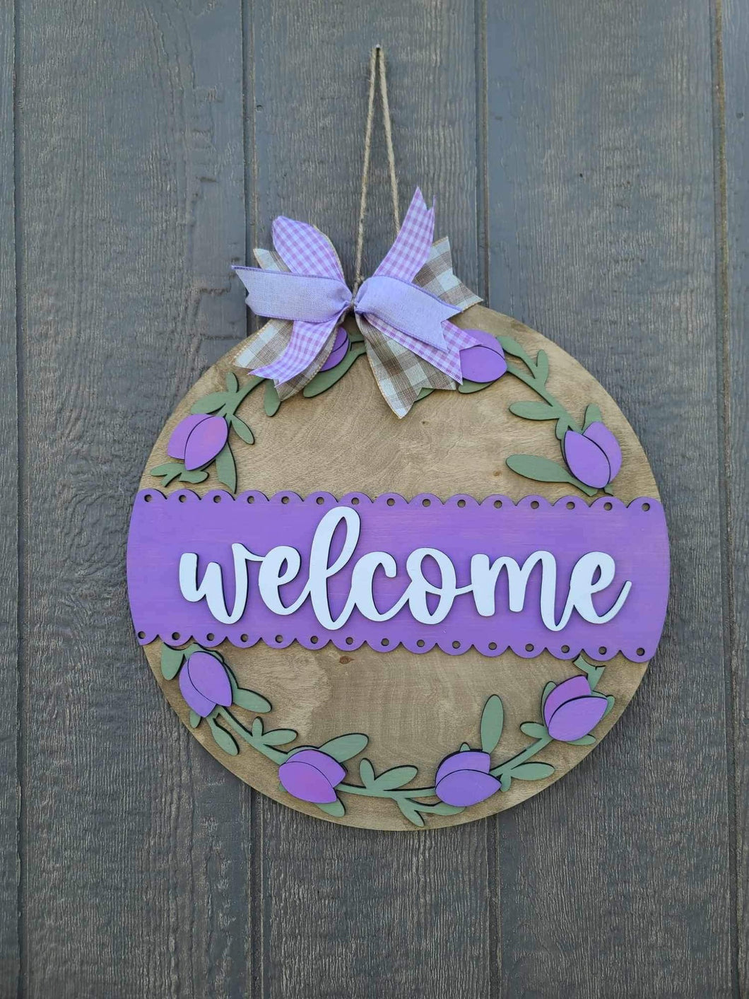 DIY KIT with supplies welcome tulip door hanger