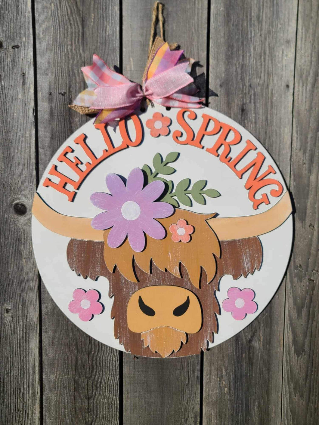 DIY KIT with supplies Highland cow spring door hanger