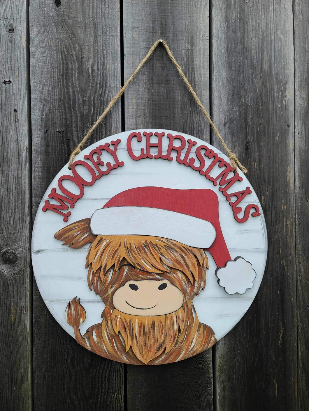Mooey Christmas doorhanger. DIY kit with supplies