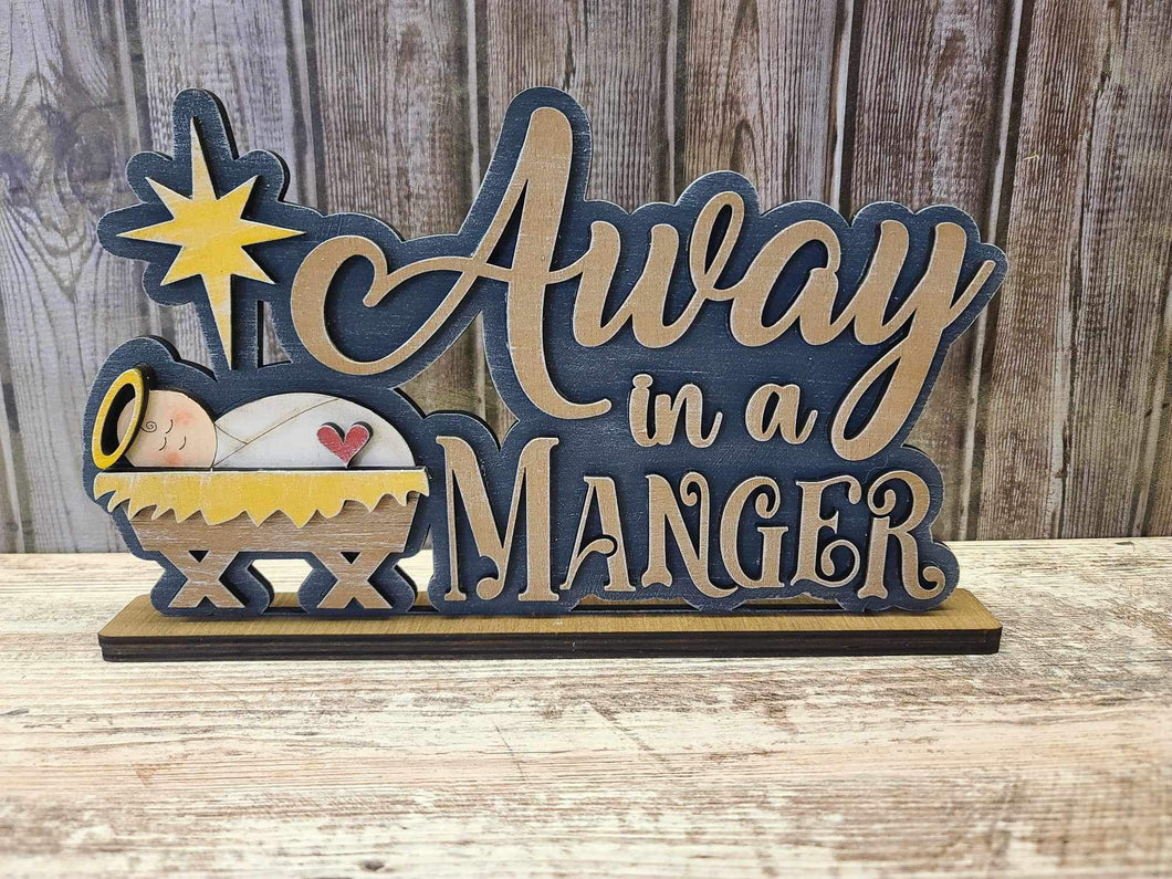 Away in a manger shelf sitter