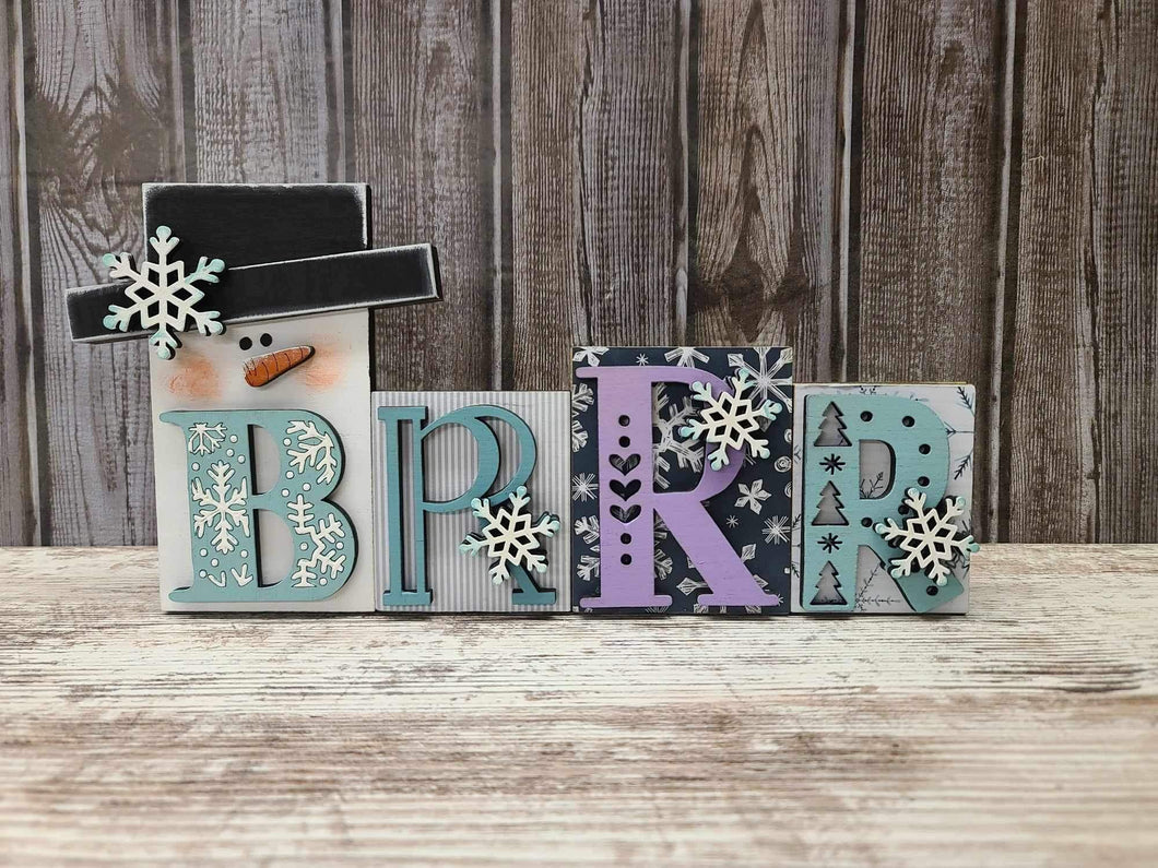 BRRR snowman word block DIY kit without supplies