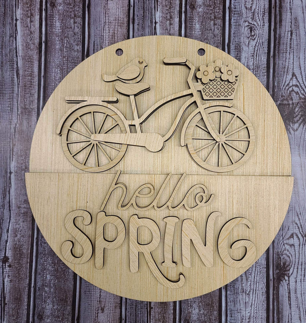 Hello spring with bike doorhanger kit with supplies