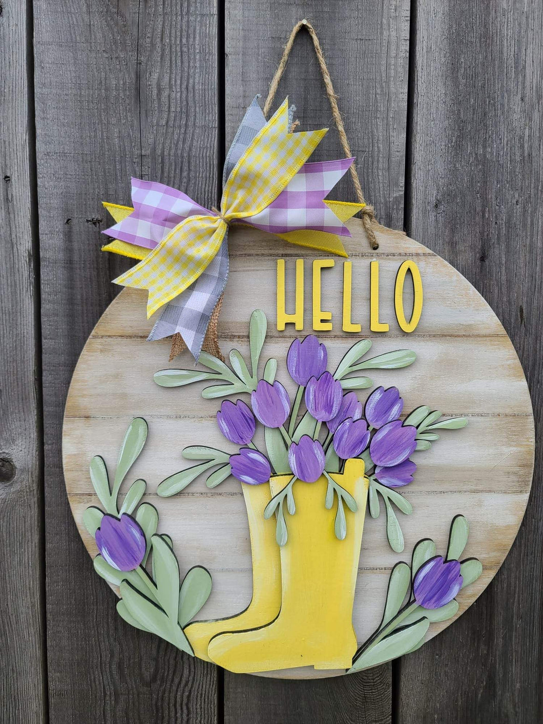 Hello spring boot with tulips doorhanger